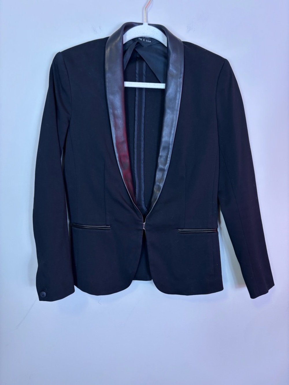 rag & bone Black Leather Trim Blazer Jacket Women’s US 2
